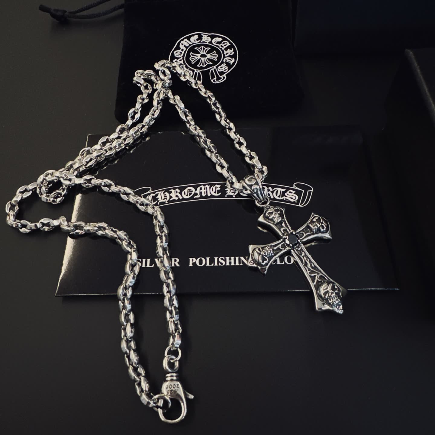 Chrome Hearts Silver Cross Pendant Necklace